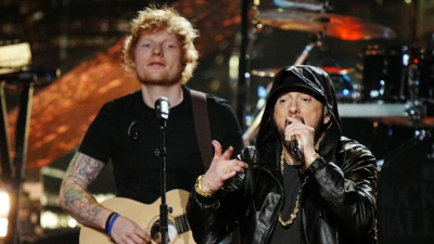 Eminem at Rock and Roll Hall of Fame with Ed Sheeran
