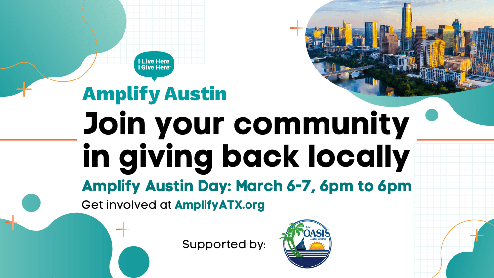 Amplify Austin Header image reads "Join your local community in giving back locally"