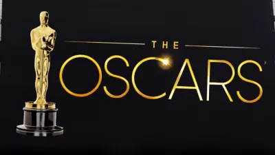 The words "Oscars"on a black LED billboard advertising. Oscars ceremony held at the Dolby Theatre