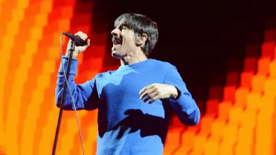 Anthony Kiedis performs with his band the Red Hot Chili Peppers at the 2023 Sound on Sound Music Festival. Bridgeport^ Connecticut - September 30^ 2023