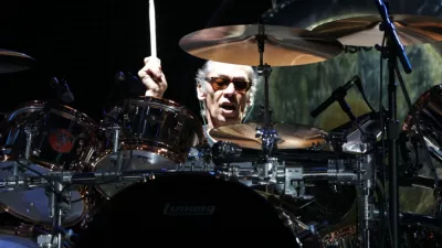 Alex Van Halen of Van Halen performs onstage at Jones Beach Theater on August 14^ 2015 in Wantagh^ New York.