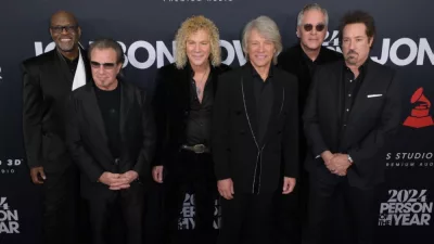 Phil X^ David Bryan^ Jon Bon Jovi^ Hugh McDonald and Tico Torres of Bon Jovi at the MusiCares Person of the Year Gala. LOS ANGELES^ USA. February 02^ 2024