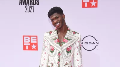 Lil Nas X arrives for the 2021 BET Awards on June 27^ 2021 in Los Angeles^ CA