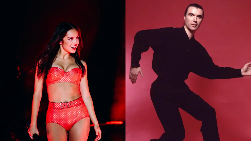 Olivia Rodrigo performing at Gov Ball 2025 with David Byrne.