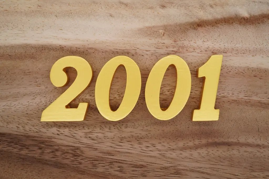 goldenarabicnumerals2001onadarkbrowntowhite