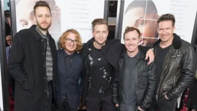 Brent Kutzle^ Drew Brown^ Ryan Tedder^ Eddie Fisher and Zach Filkins of OneRepublic attend Collateral Beauty movie premiere at Frederick Rose Hall Jazz at Lincoln Center New York^ NY - Dec 12. 2016