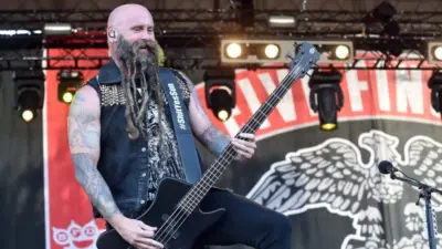 Bass guitarist Chris Kael of Five Finger Death Punch during performance at festival Rock for People in Hradec Kralove^ Czech republic^ July 4^ 2016.