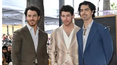 Kevin Jonas^ Nick Jonas and Joe Jonas at the Hollywood Walk of Fame Star ceremony. LOS ANGELES^ CA. January 30^ 2023