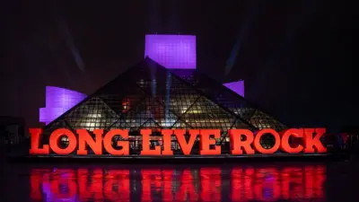 Rock and Roll Hall of Fame at night Cleveland OHIO