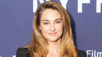 Shailene Woodley wearing dress by Armani attends premiere of biopic Ferrari during closing night of New York Film Festival at Alice Tully Hall in New York on October 13^ 2023