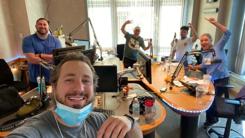 The HANK -FM gang in the Studio