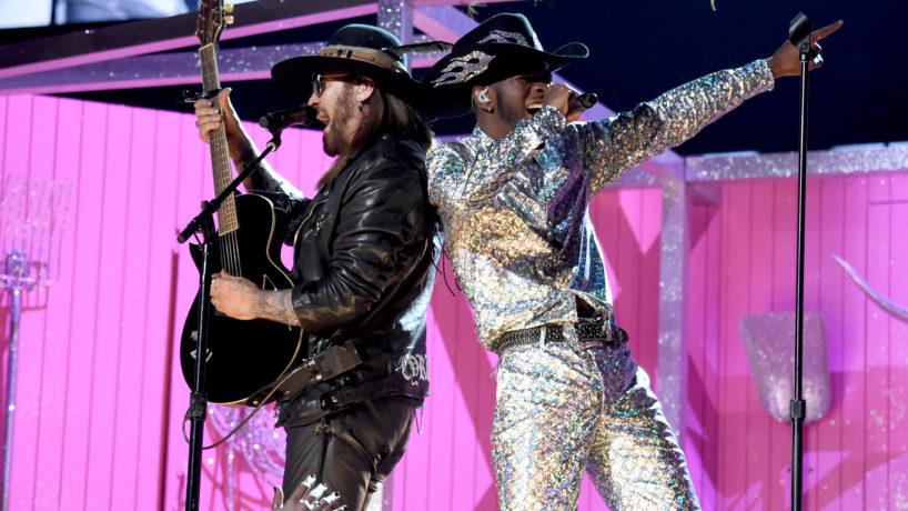 Lil Nas X and Billy Ray Cyrus singing on stage together