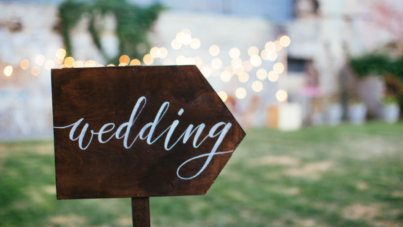 Wedding and party place decoration with lamps and garlands