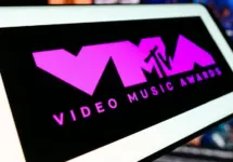 Mobile phone with logo of award show MTV Video Music Awards (VMA) in front of website. Focus on center-left of phone display. Stuttgart^ Germany - 03-19-2024