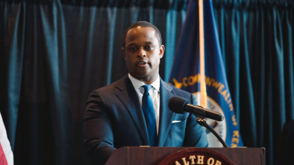 FRANKFORT, KY - SEPTEMBER 23: Kentucky Attorney General Daniel Cameron speaks during a press conference to announce a grand jury's decision to indict one of three Louisville Metro Police Department officers involved in the shooting death of Breonna Taylor on September 23, 2020 in Frankfort, Kentucky. Former Louisville Metro Police Officer Brett Hankison has been charged with wanton endangerment for shooting into neighboring apartments during the execution of a fatal raid on Taylor's apartment on March 13, 2020.