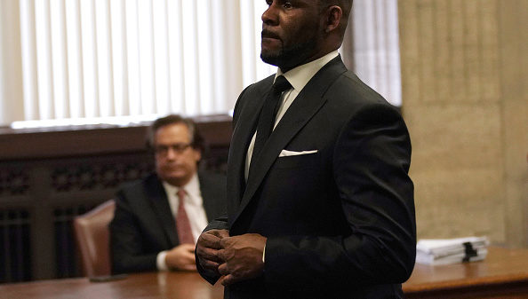 Singer R. Kelly appears in court for a hearing to request that he be allowed to travel to Dubai at the Leighton Criminal Court Building on March 22, 2019 in Chicago, Illinois. R. Kelly appeared before a judge to request permission to travel to Dubai to perform in concerts.