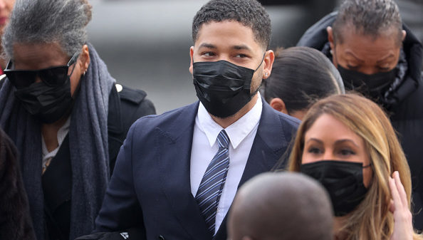 Former "Empire" actor Jussie Smollett arrives at the Leighton Courts Building for the start of jury selection in his trial on November 29, 2021 in Chicago, Illinois. Smollett is accused of lying to police when he reported that two masked men physically and verbally attacked him, yelling racist and anti-gay remarks near his Chicago home in 2019.