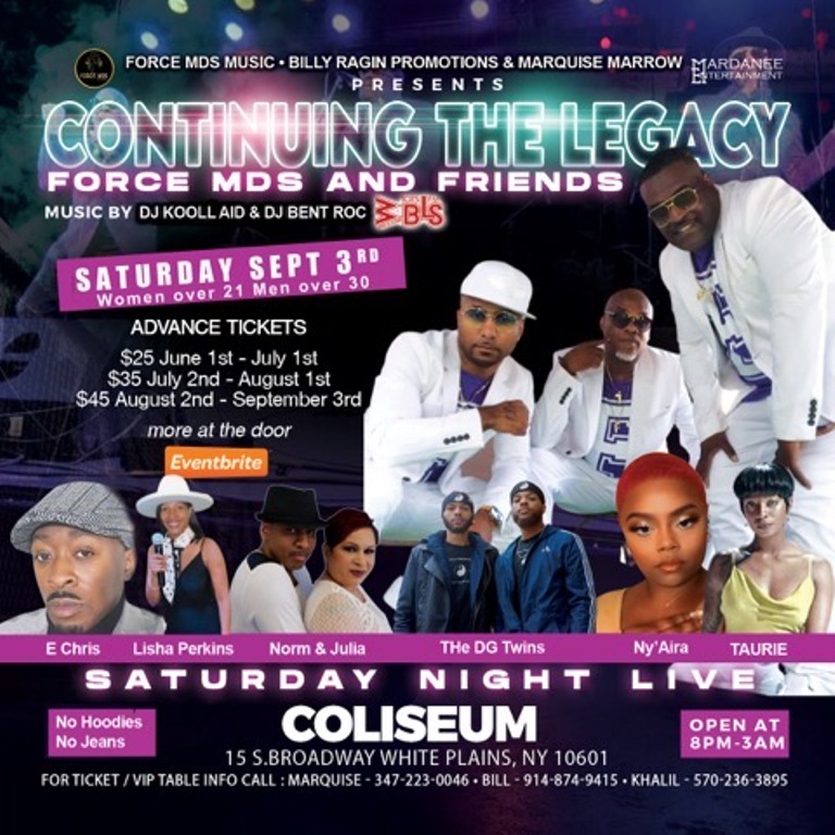 Continuing the Legacy of Force MDs is taking place at Coliseum White Plains on Saturday, September 3rd!