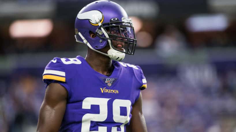 Former Vikings cornerback Xavier Rhodes looks on during a 2019 game.