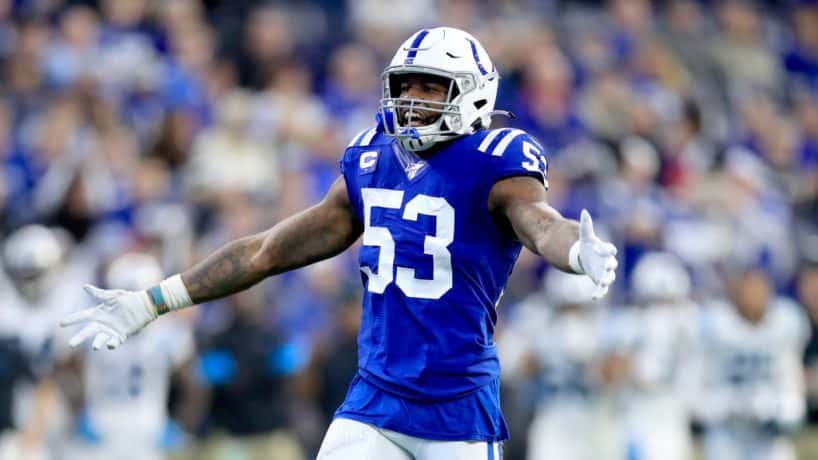 Colts linebacker Darius Leonard celebrates a big play.