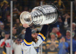 Alex Pietrangelo holds up the Stanley Cup after the Blues won, 4-1. The Boston Bruins host the St. Louis Blues in Game 7 of the 2019 Stanley Cup Finals