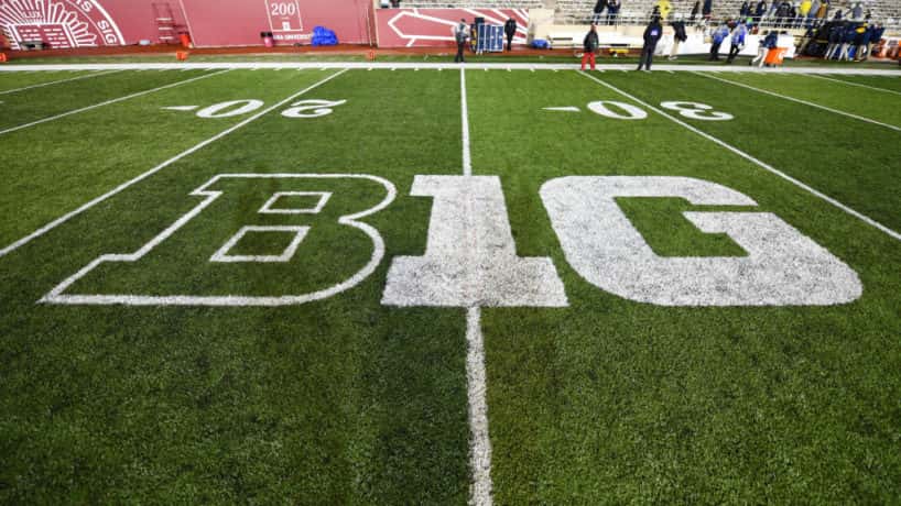 The Big Ten Conference logo at Memorial Stadium following a college football game between the Michigan Wolverines and Indiana Hoosiers