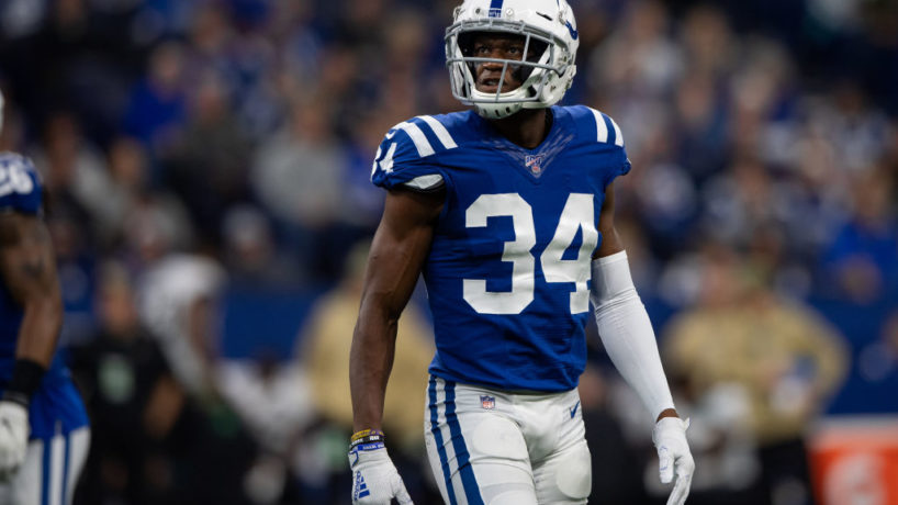 Colts cornerback Rock Ya-Sin gets ready to line up for a 2020 snap.