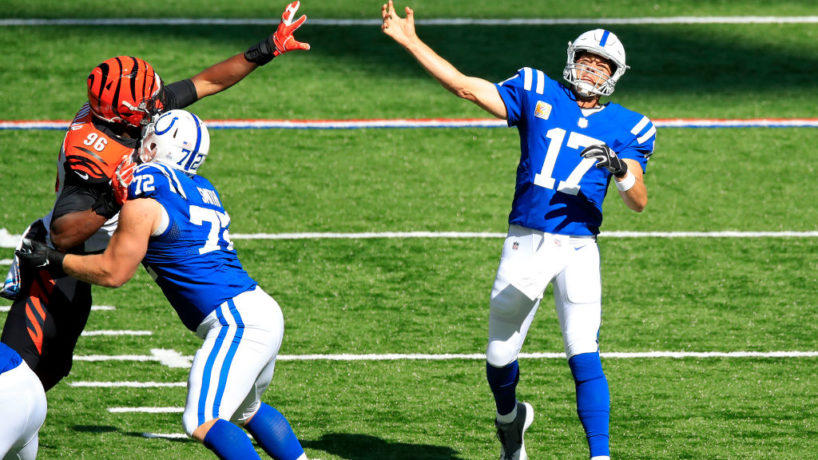 Colts QB-Philip Rivers gets ready to throw in a Week 6 win.
