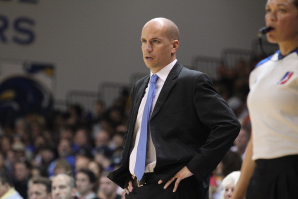 Pacers head coach Nate Bjorkgren stands on the sideline.