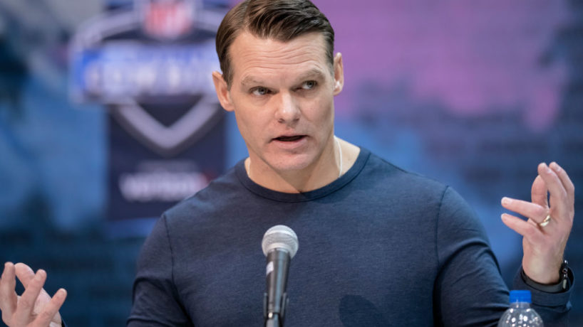Colts GM Chris Ballard talks at the Combine.