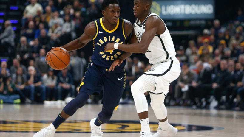 Pacers guard Victor Oladipo drives to the hoop.