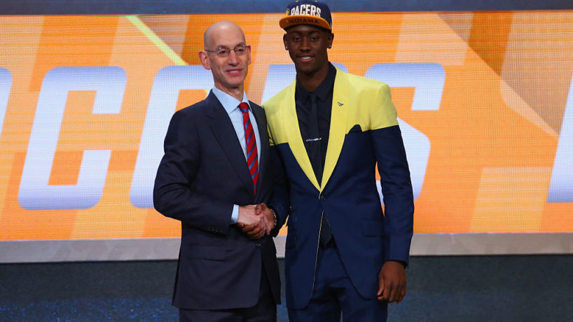 Pacers guard Caris LeVert gets drafted in 2016.