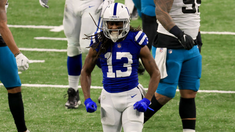 Colts WR-T.Y. Hilton reacts after a big play.