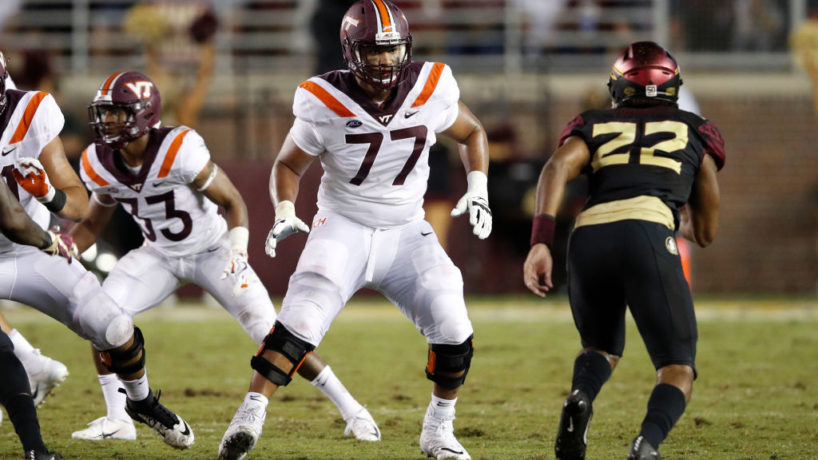 Christian Darrisaw takes his pass set.