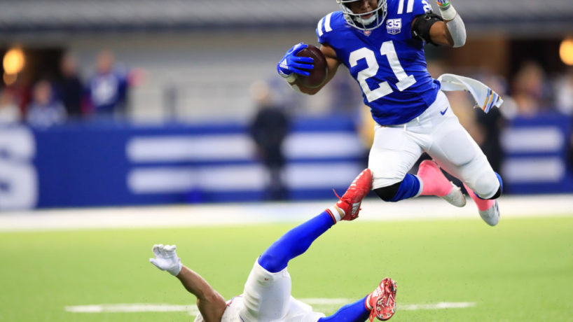 Colts Nyheim Hines makes a play in the open field.