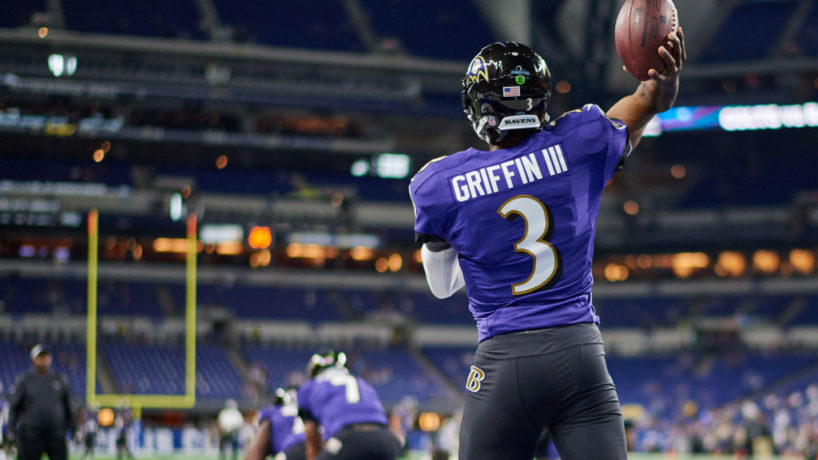 RG III gets ready to throw a pass.