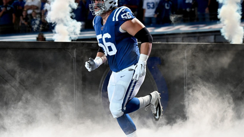 Colts Quenton Nelson runs out of the tunnel before a game.