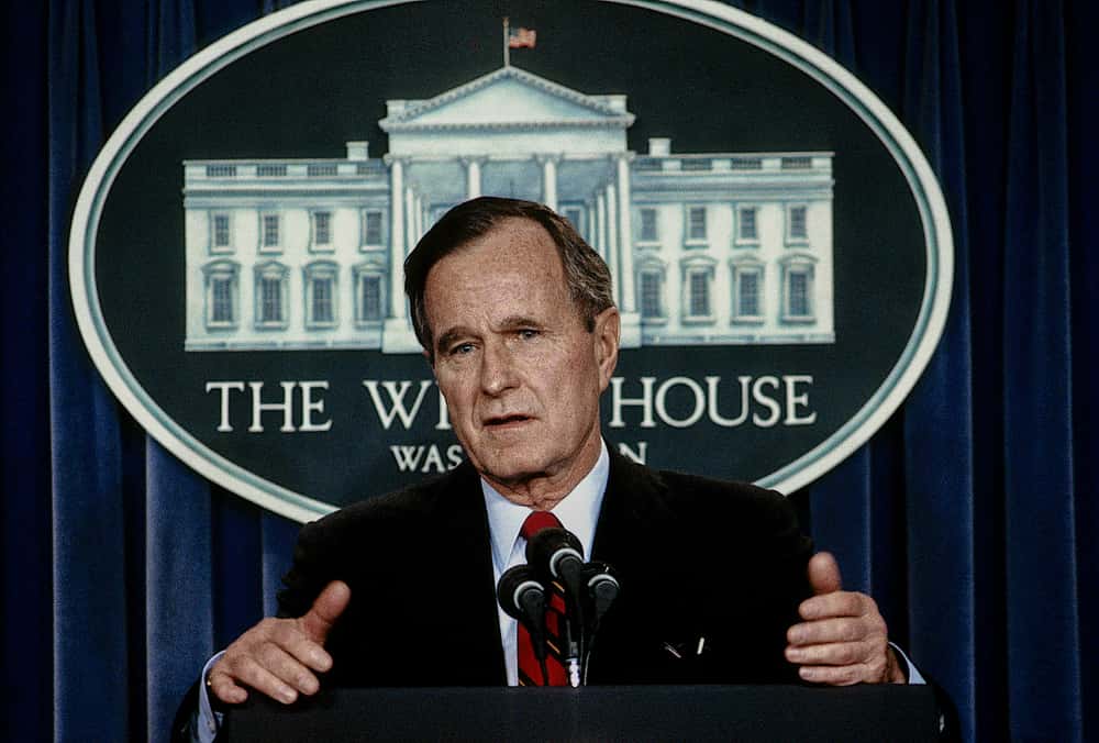 President George H.W. Bush as a news conference