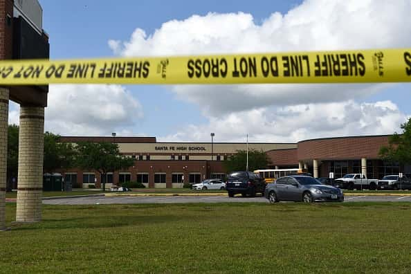 Outside of Santa Fe High School with Police tape