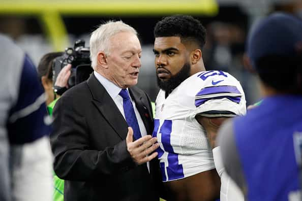 Divisional Round - Green Bay Packers v Dallas Cowboys People: Jerry Jones, Ezekiel Elliott:Getty Images