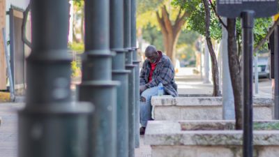 Homeless man in downtown Austin
