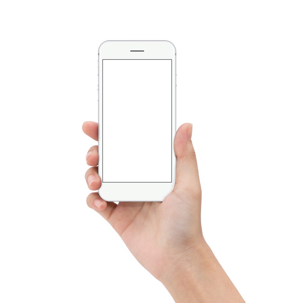 Hand holding an iPhone