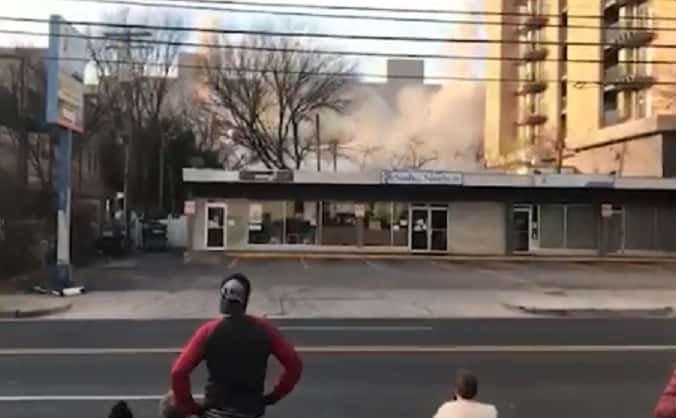 Garage implosion in West Campus