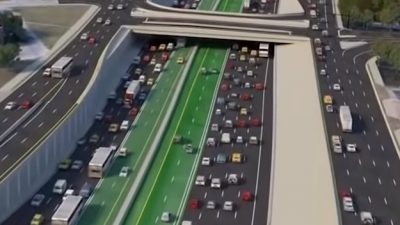 Rendering of I-35 overhaul planned by CAMPO