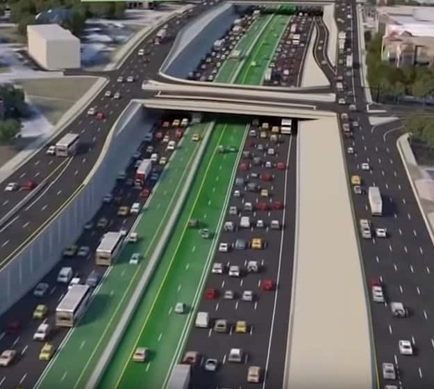 Rendering of I-35 overhaul planned by CAMPO