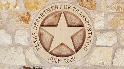 Texas Department of Transportation Symbol on the Sandstone Wall