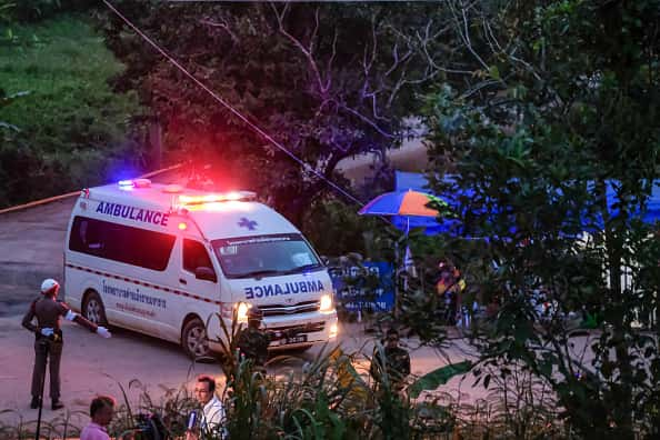 Ambulance outside of caves in Thailand