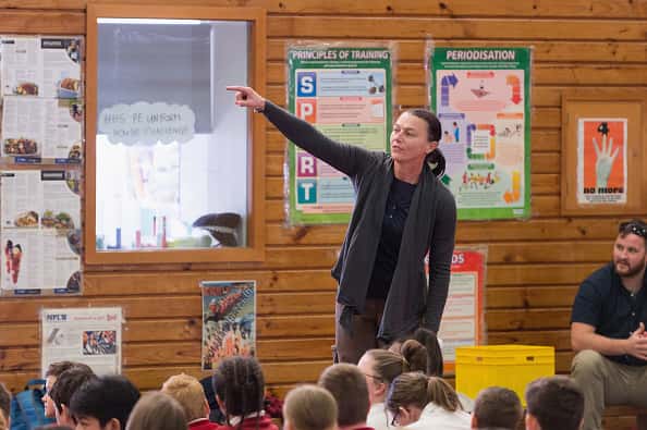 Teacher giving directions in the classroom