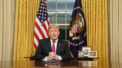President Trump  Addresses The Nation On Border Security From The Oval Office People: Donald Trump -GettyImages
