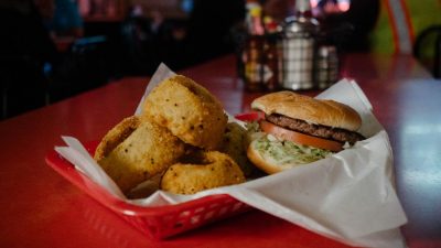 Hut's Hamburgers meal